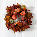 24" Pumpkin & Berry Wreath-Wreath-Parc Decor