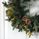 24” Snowed Pinecone Artificial Christmas Wreath with 35 Clear LED Lights-Wreath-Parc Decor