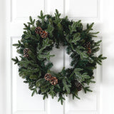 24” Snowed Pinecone Artificial Christmas Wreath with 35 Clear LED Lights-Wreath-Parc Decor