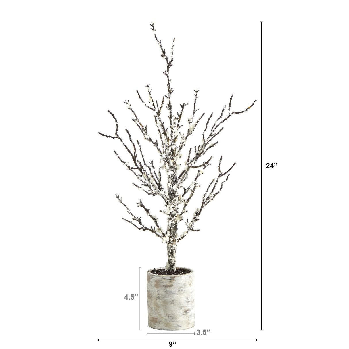 24” Snowed Twig Artificial Christmas Tree in Decorative Planter-Christmas Tree-Parc Decor