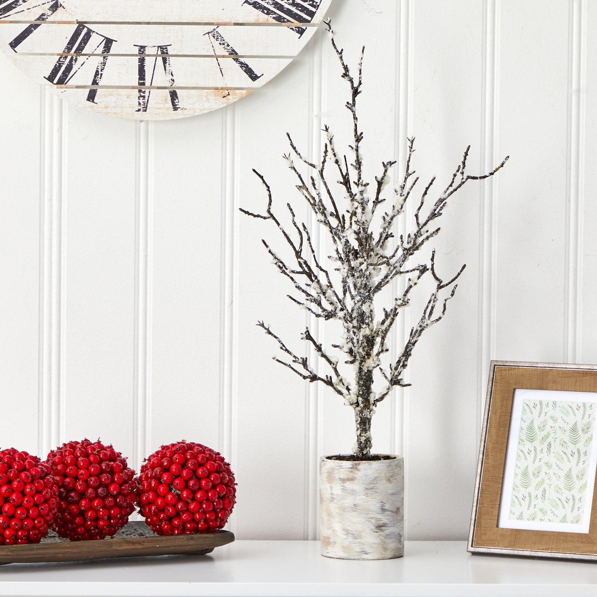 24” Snowed Twig Artificial Christmas Tree in Decorative Planter-Christmas Tree-Parc Decor