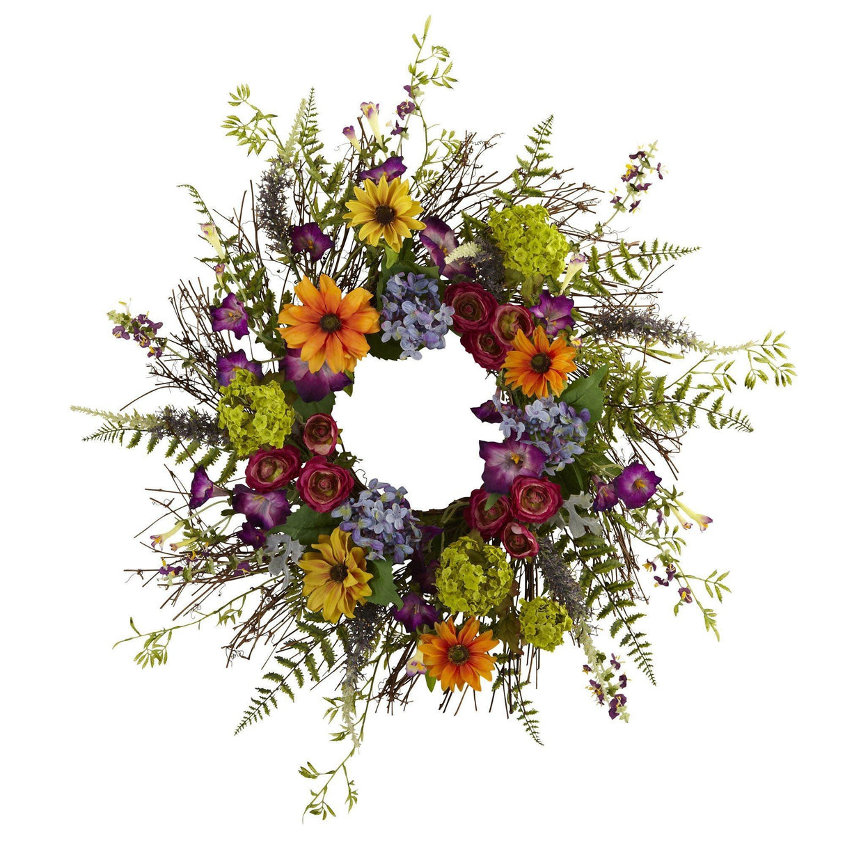 24” Spring Garden Wreath w/Twig Base-Wreath-Parc Decor
