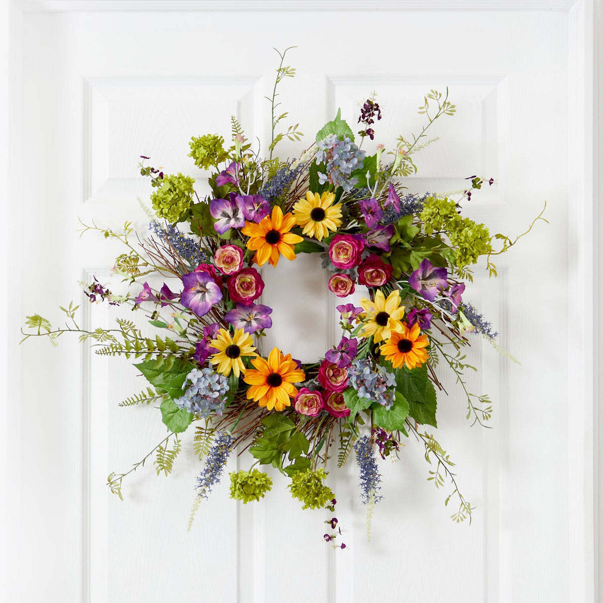 24” Spring Garden Wreath w/Twig Base-Wreath-Parc Decor