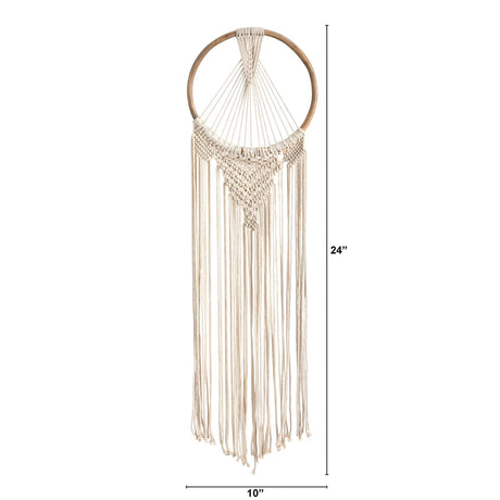 24” x 10” Handmade Bohemian Macrame Dreamcatcher Wall Hanging Decor-Parc Decor