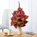 25” Coleus Artificial Plant Artificial Plant in White Planter-Parc Decor