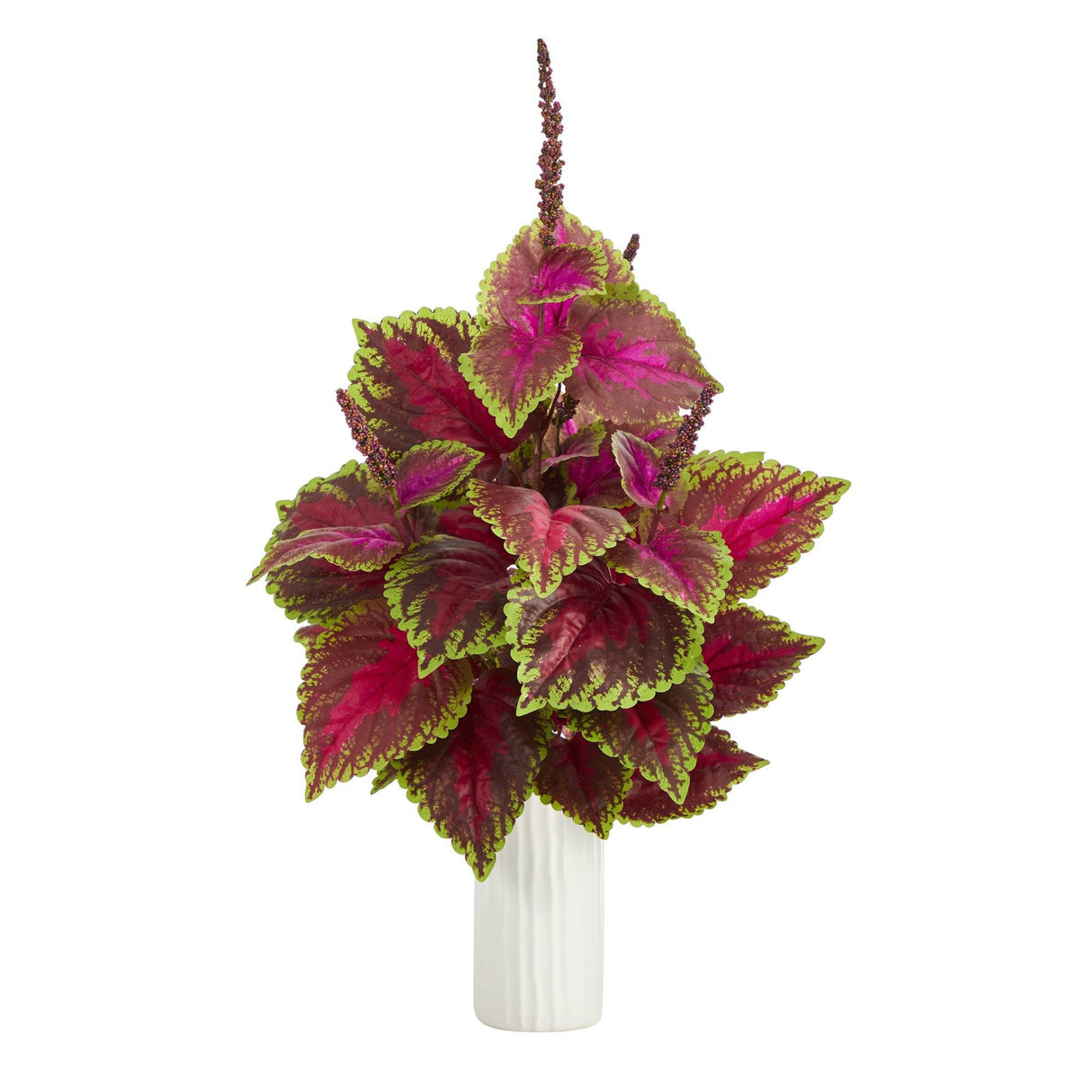 25” Coleus Artificial Plant Artificial Plant in White Planter-Parc Decor