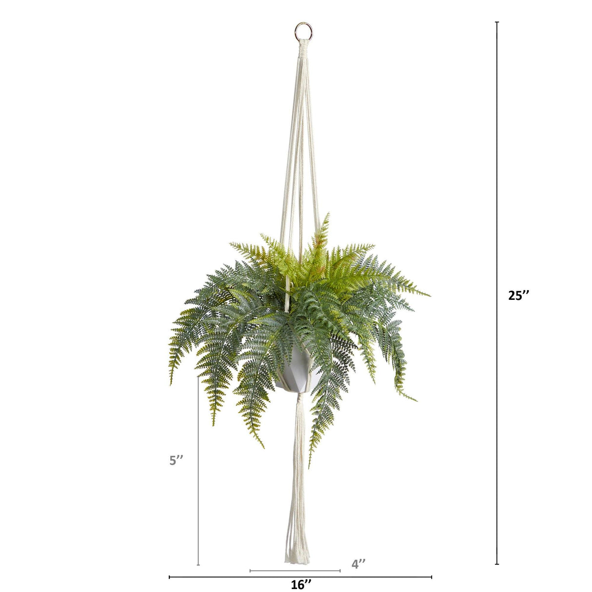 25” Fern Hanging Artificial Plant in Decorative Basket-Parc Decor