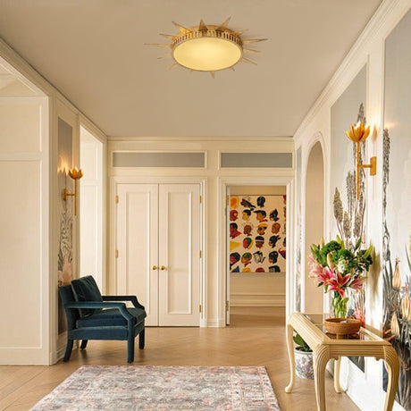 25 Inch Dana Vintage Golden Sunburst Flush Mount LED Light-Parc Decor