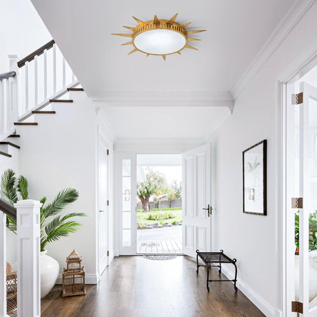 25 Inch Dana Vintage Golden Sunburst Flush Mount LED Light-Parc Decor