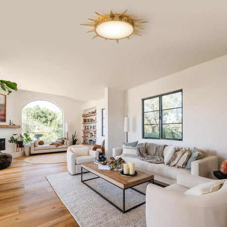 25 Inch Dana Vintage Golden Sunburst Flush Mount LED Light-Parc Decor