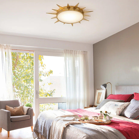25 Inch Dana Vintage Golden Sunburst Flush Mount LED Light-Parc Decor