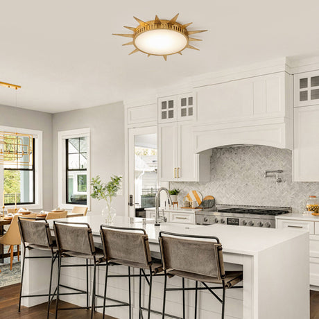 25 Inch Dana Vintage Golden Sunburst Flush Mount LED Light-Parc Decor