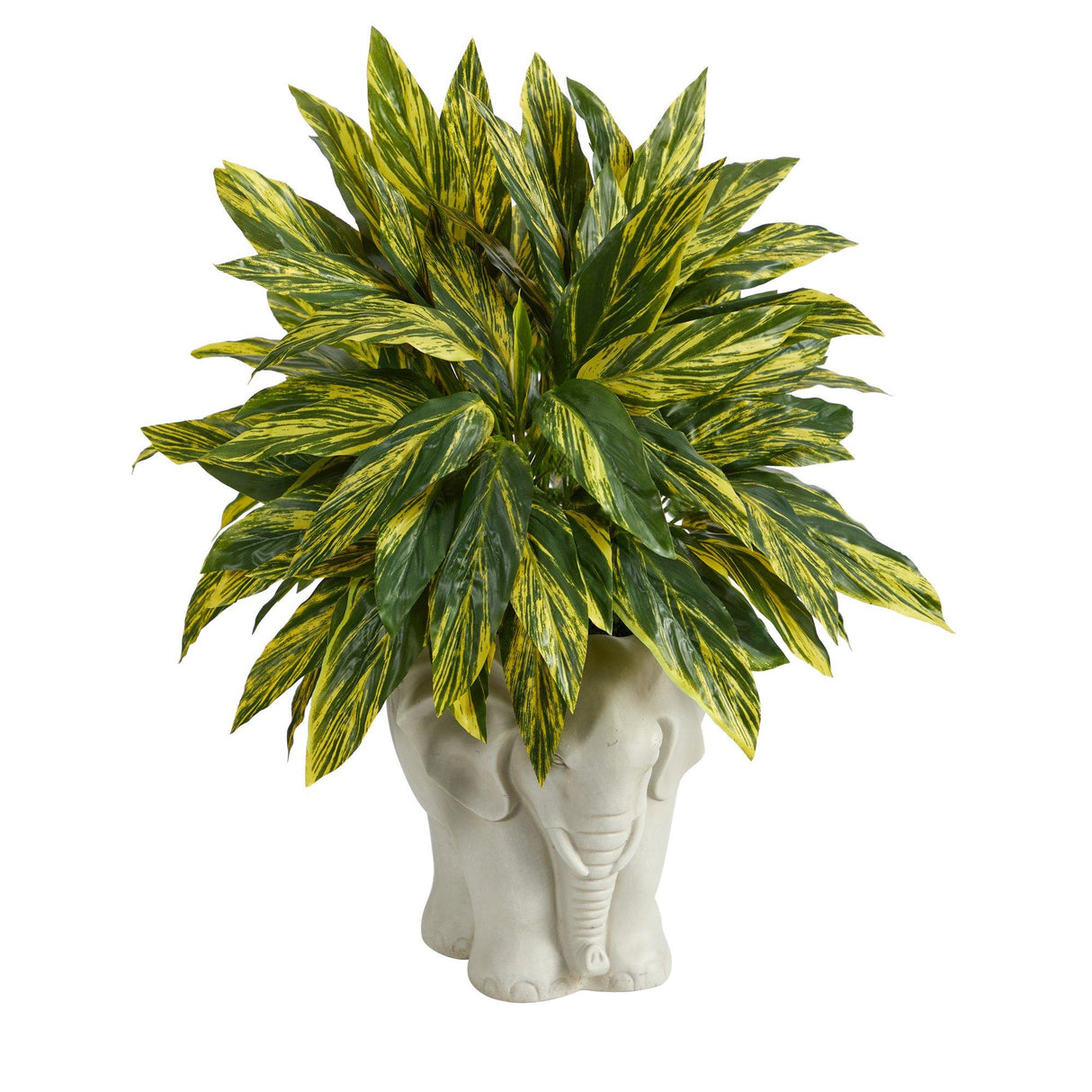 25” Tradescantia Artificial Plant in White Elephant Shaped Planter (Real Touch)-Parc Decor