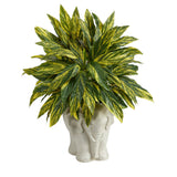 25” Tradescantia Artificial Plant in White Elephant Shaped Planter (Real Touch)-Parc Decor