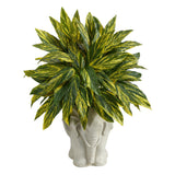 25” Tradescantia Artificial Plant in White Elephant Shaped Planter (Real Touch)-Parc Decor