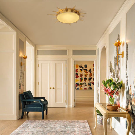 25 Inch Dana Vintage Golden Sunburst Flush Mount LED Light-吸顶灯具-Parc Decor