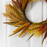 25” Sorghum Harvest Artificial Wreath-Wreath-Parc Decor