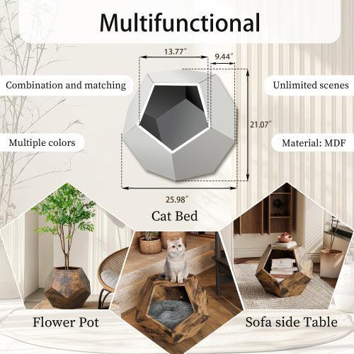25.98'' Modern Pet Furniture Cat Carrier, Sofa Side Table, Planter MDF Multifunctional Furniture, Burmese Sumac-Parc Decor