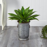 26” Agave Succulent Artificial Plant in Vintage Metal Planter-Parc Decor