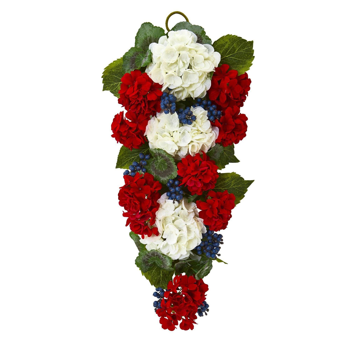 26” Geranium and Blue Berry Artificial Teardrop-Parc Decor