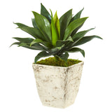 26” Large Agave Artificial Plant in Country White Planter-Parc Decor