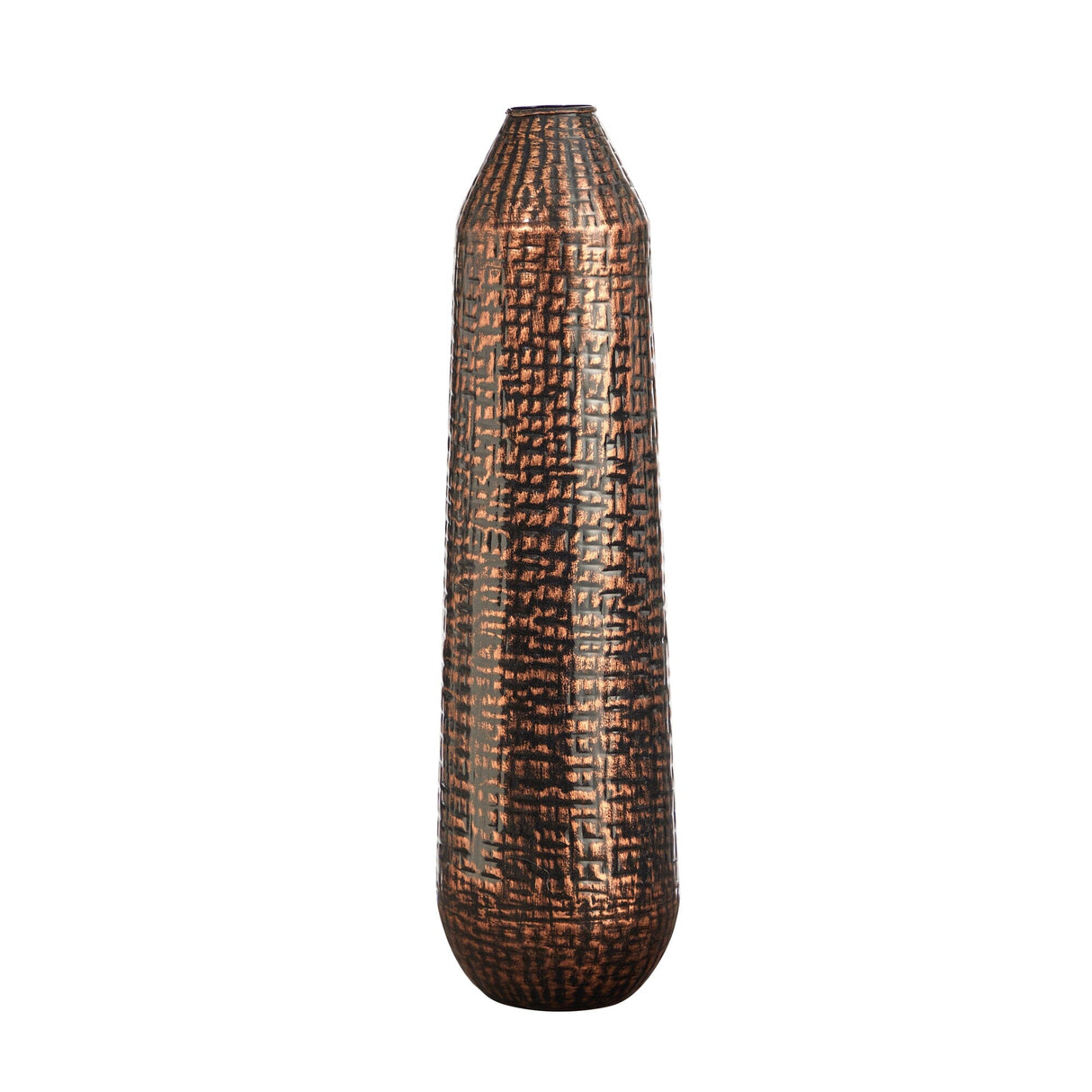 26” Tall Embossed Metal Tower Vase-Parc Decor