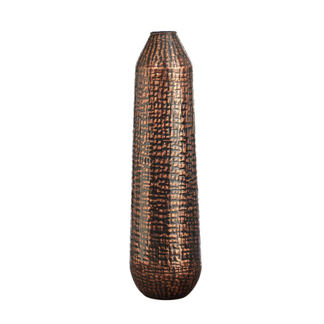 26” Tall Embossed Metal Tower Vase-Parc Decor