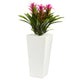 26” Triple Bromeliad Plant in White Tower Planter-Parc Decor