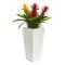 26” Triple Bromeliad Plant in White Tower Planter-Parc Decor