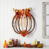 26” Autumn Pumpkin Artificial Vine Fall Wreath-Wreath-Parc Decor