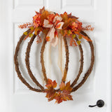 26” Autumn Pumpkin Artificial Vine Fall Wreath-Wreath-Parc Decor