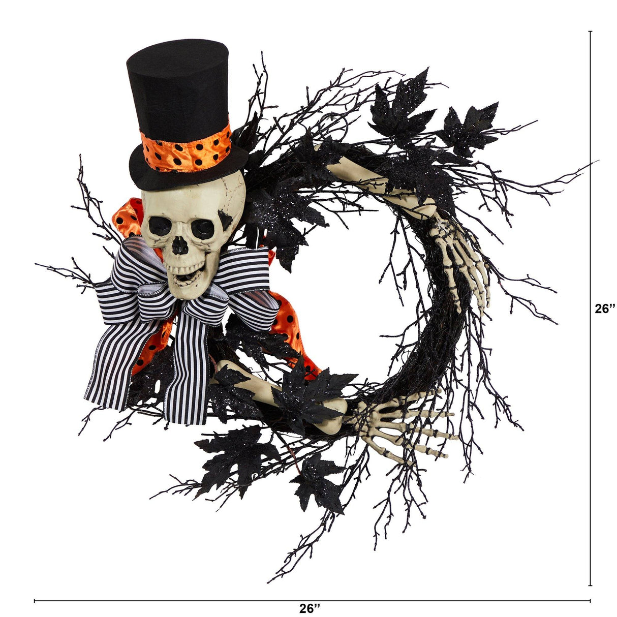 26" Halloween Dapper Skeleton Wreath-Wreath-Parc Decor