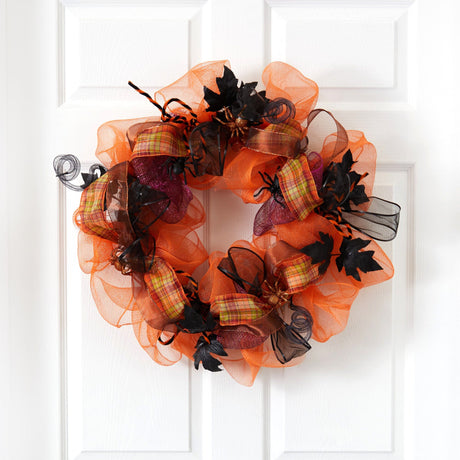 26" Halloween Spider Mesh Wreath-Wreath-Parc Decor