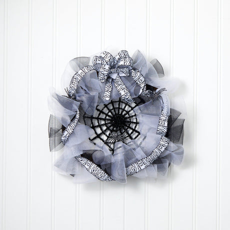 26” Halloween Spider Web Mesh Wreath-Wreath-Parc Decor