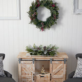 26” Holiday Flocked Winter Christmas Arrangement Cutting Board Wall Décor or Table Arrangement-Candelabrum-Parc Decor