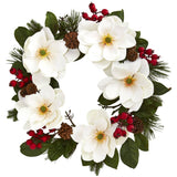 26” Magnolia, Pine and Berries Wreath-Wreath-Parc Decor