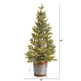 26” Pine “Natural Look” Artificial Christmas Tree with 35 Warm White Lights in Rustic Metal Planter-Christmas Tree-Parc Decor