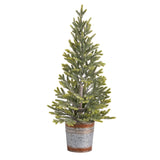 26” Pine “Natural Look” Artificial Christmas Tree with 35 Warm White Lights in Rustic Metal Planter-Christmas Tree-Parc Decor