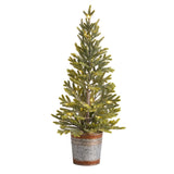 26” Pine “Natural Look” Artificial Christmas Tree with 35 Warm White Lights in Rustic Metal Planter-Christmas Tree-Parc Decor