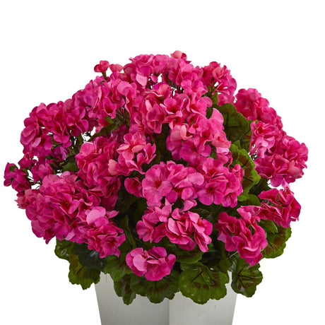 27” Geranium Artificial Plant in White Planter UV Resistant (Indoor/Outdoor)-Parc Decor