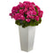 27” Geranium Artificial Plant in White Planter UV Resistant (Indoor/Outdoor)-Parc Decor
