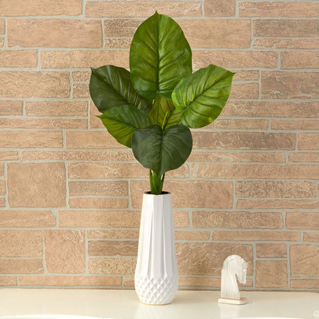 27” Large Philodendron Leaf Artificial Bush Plant (Set of 4)-Parc Decor