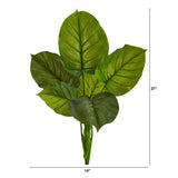27” Large Philodendron Leaf Artificial Bush Plant (Set of 4)-Parc Decor