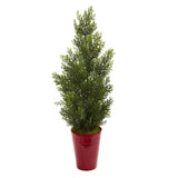 27” Mini Cedar Artificial Pine Tree in Decorative Planter (Indoor/Outdoor)-Parc Decor