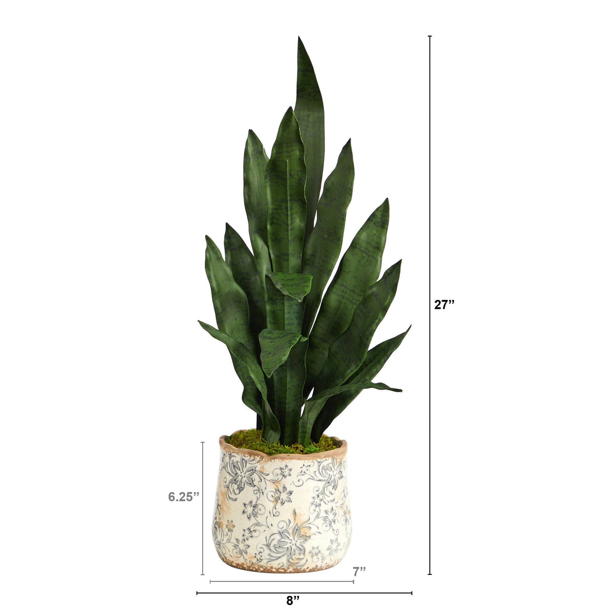 27” Sansevieria Artificial Plant in Decorative Planter-Parc Decor