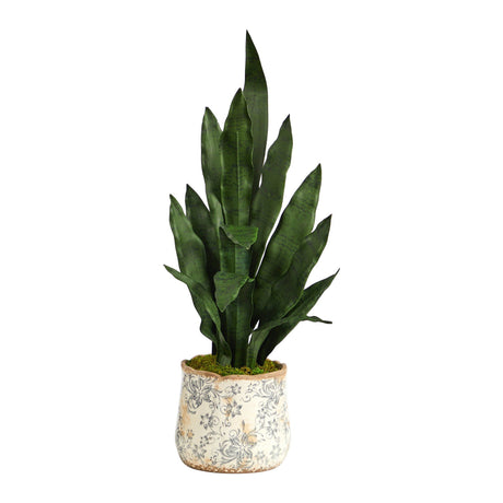 27” Sansevieria Artificial Plant in Decorative Planter-Parc Decor