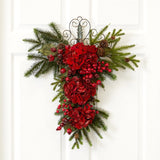 27” Christmas Hydrangea Teardrop-Teardrop-Parc Decor