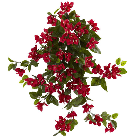 28” Bougainvillea Hanging Bush Artificial Plant (Set of 2) UV Resistant (Indoor/Outdoor)-Parc Decor