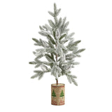 28” Flocked Christmas Artificial Tree in Decorative Planter-Parc Decor