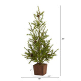 28” Alpine “Natural Look” Artificial Christmas Tree in Wood Planter with Pine Cones-Christmas Tree-Parc Decor